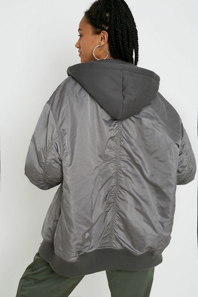 UO Longline Satin Bomber Chaqueta #1
