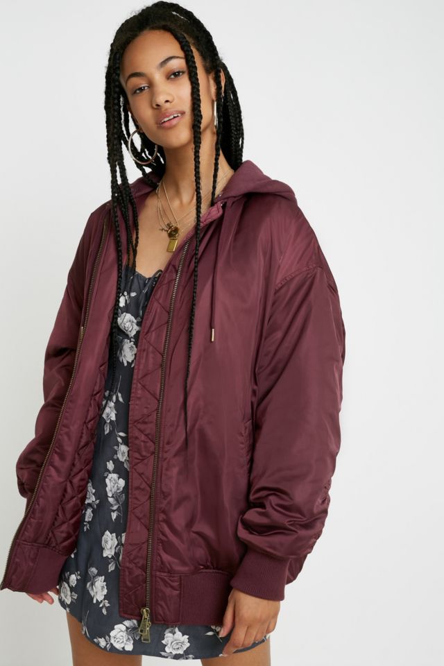 UO Longline Satin Bomber Jacket | Urban Outfitters UK