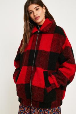 red and black check jacket