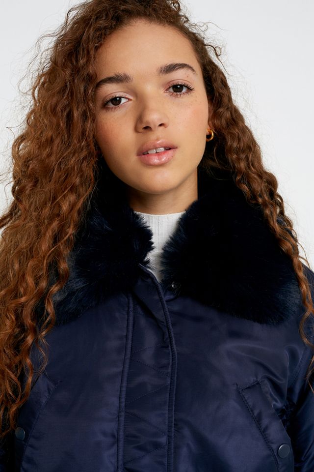 iets frans... Nova Pelliccia Sintetica Collare Navy Bomber  #1