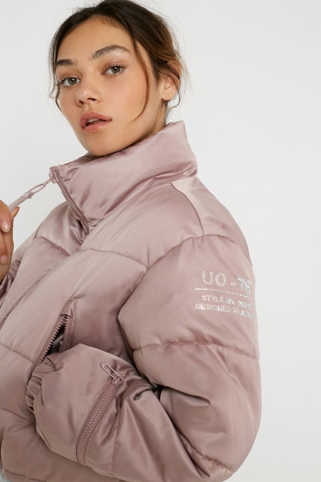 UO Satin Super Cropped Puffer Jacket