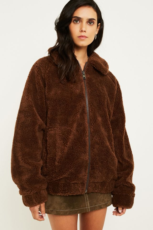 UO – Blouson zippé en molleton marron #1