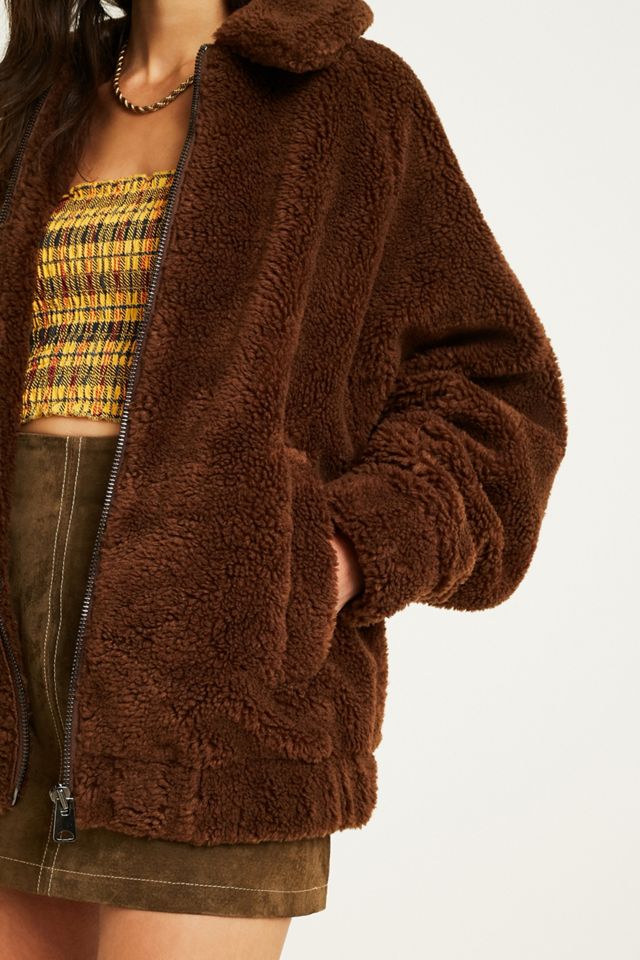 UO – Blouson zippé en molleton marron #2