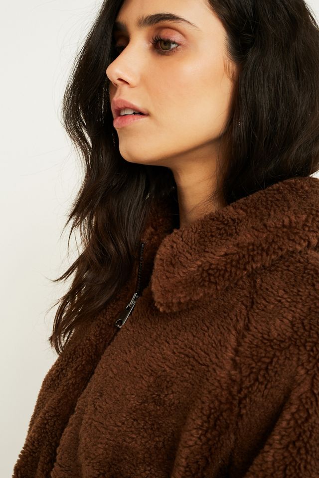UO – Blouson zippé en molleton marron #3