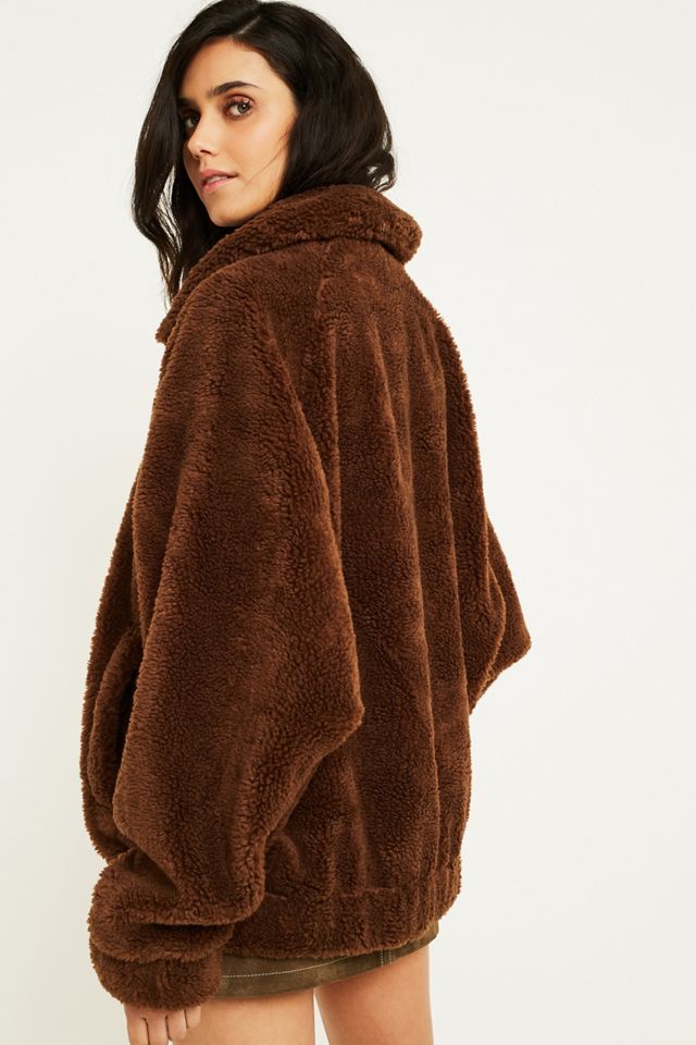 UO – Blouson zippé en molleton marron #4
