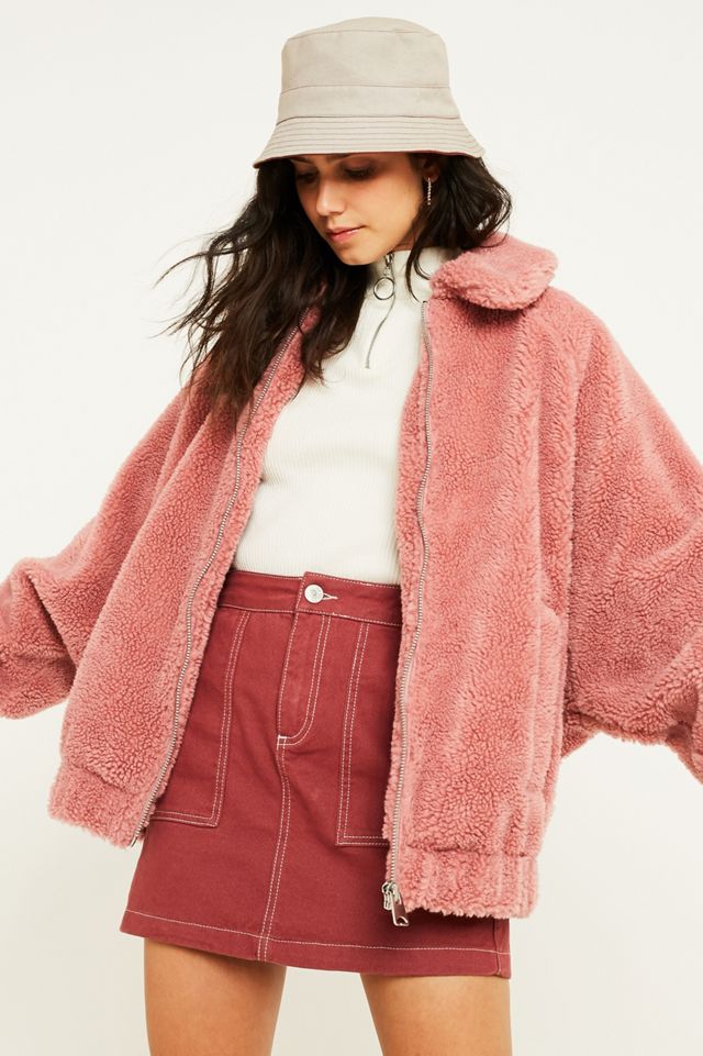 UO Rose Teddy Zip-Through Coat Urban Outfitters UK