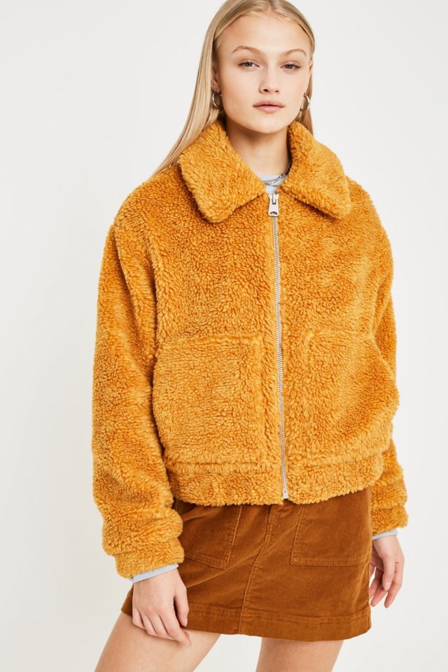 UO Marigold Teddy Crop Jacket | Urban Outfitters UK