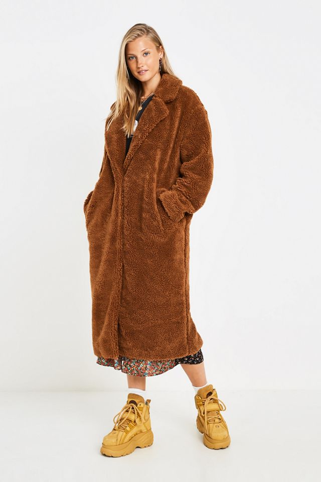 UO Long Tan Teddy Coat #2