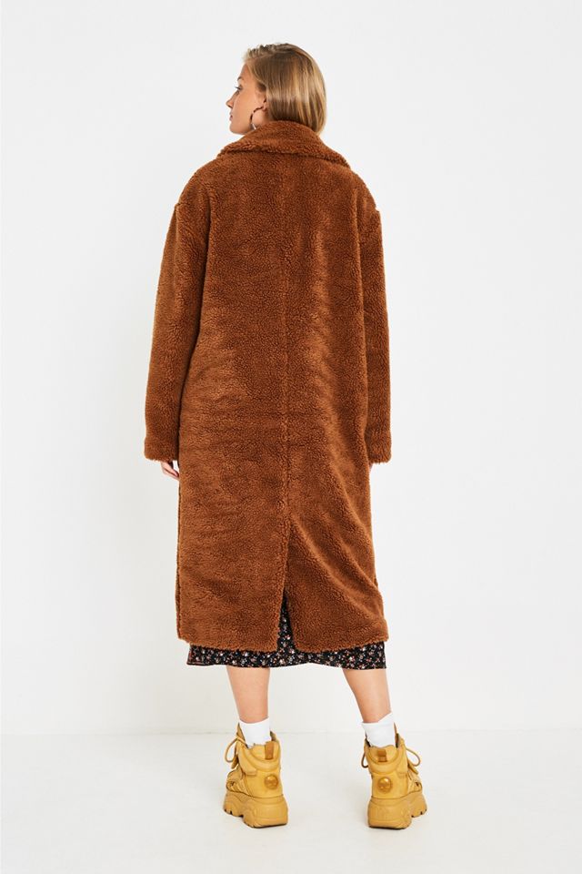 UO Long Tan Teddy Coat #4