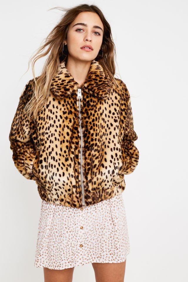 UO Leopard Print Faux Fur Jacket