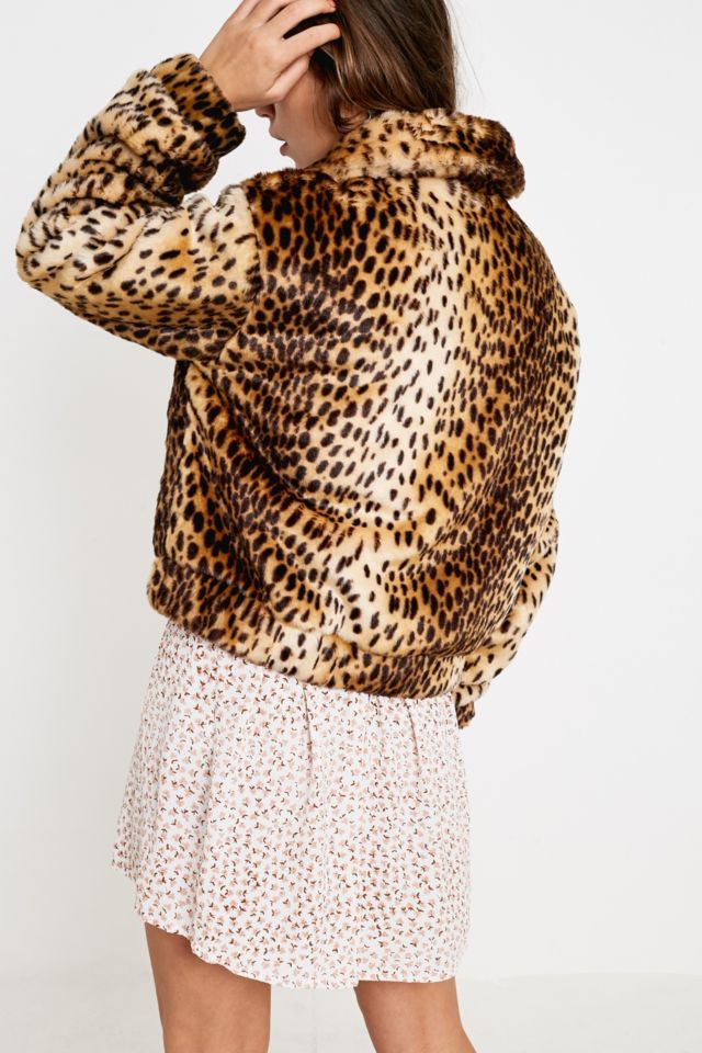 UO Leopard Print Faux Fur Jacket