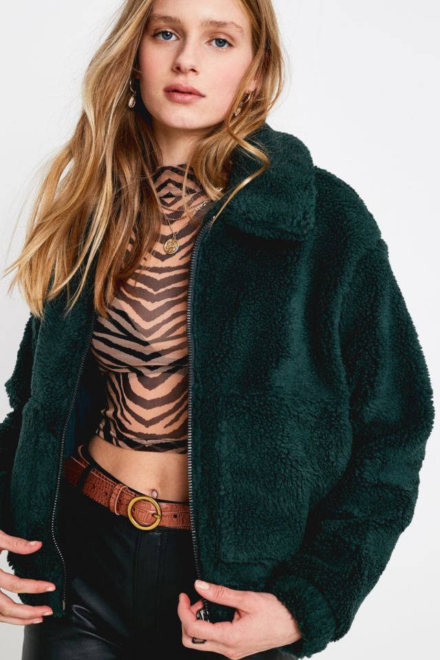 Cropped teddy 2025 jacket urban outfitters