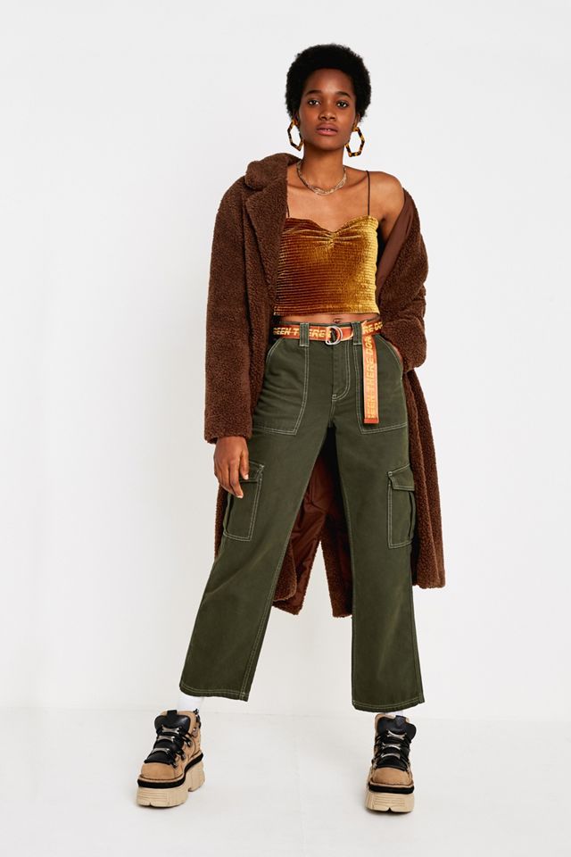 UO Long Brown Teddy Coat #1