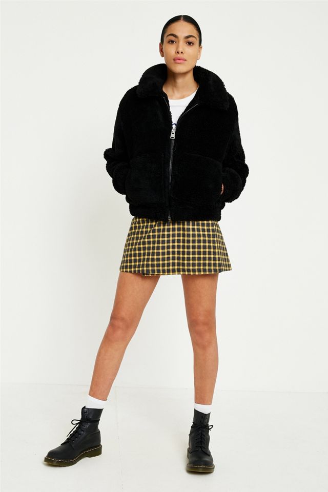 UO Teddy Black Zip-Through Cropped Jacket #5