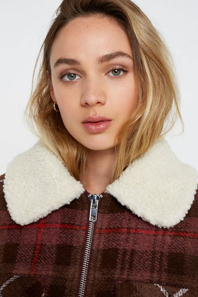 UO - Veste Harrington à carreaux et peau de mouton #3