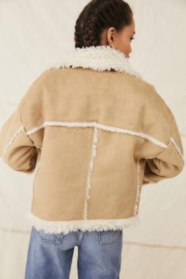 uo faux shearling mary crop coat