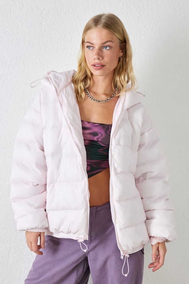 Urban outfitters on sale pink puffer jacket