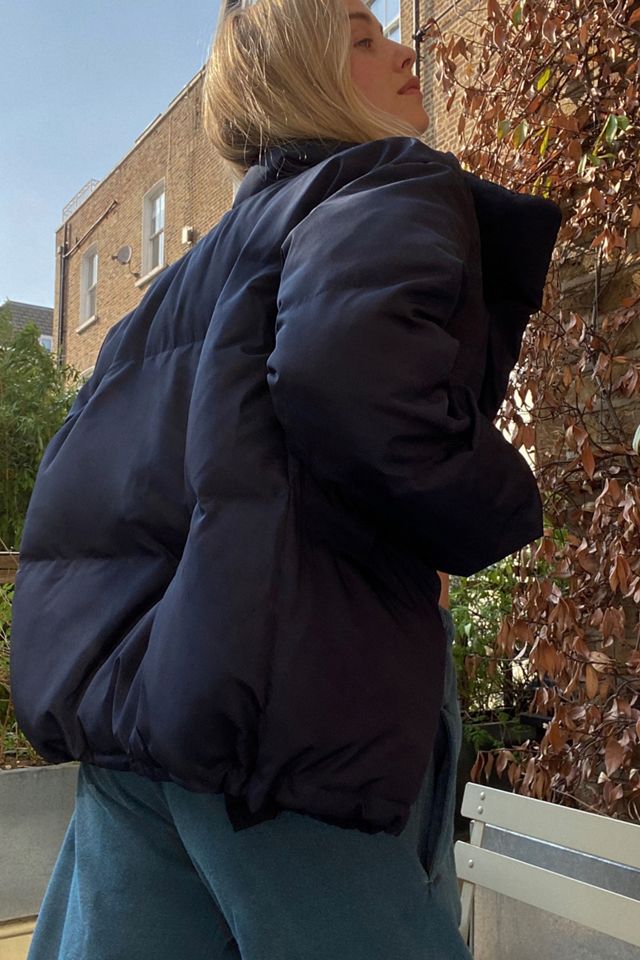 UO Navy Faye Wrap Puffer Jacket #2