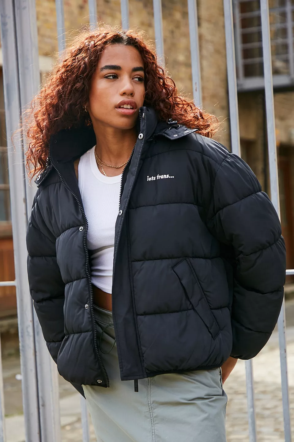 urbanoutfitters.com | iets frans... Recycled Water-Resistant Hooded 90s Sports Puffer Jacket