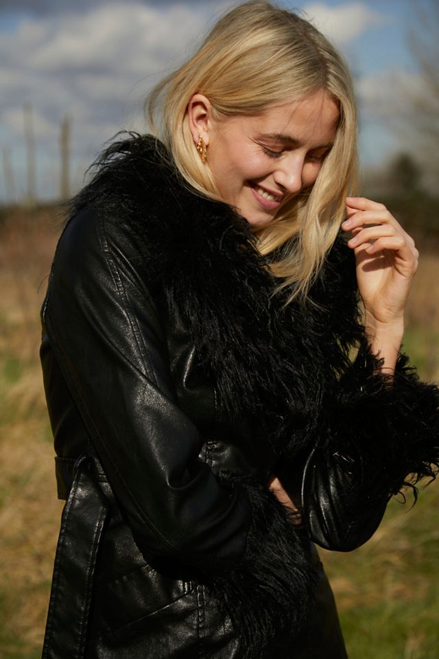 UO Tasha Faux Fur Trim Trench Coat #3