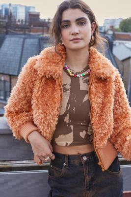 fur collar cropped jacket