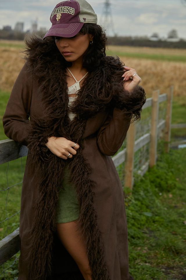 UO - Manteau long avec garniture en fausse fourrure #2