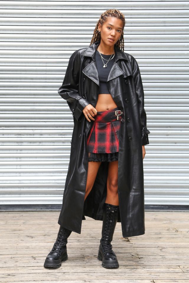 Fake leather hotsell trench coat