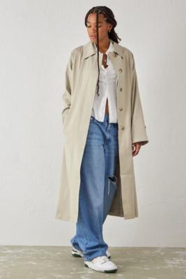 Light Before Dark Longline Trench Coat - Beige L at Urban Outfitters