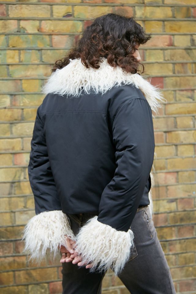UO Faux Fur Trim Cropped Jacket  #4