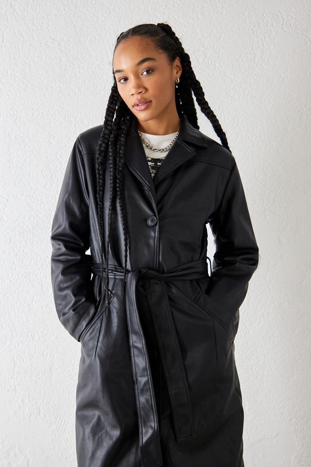 UO Luna Faux Leather Trench Coat #1