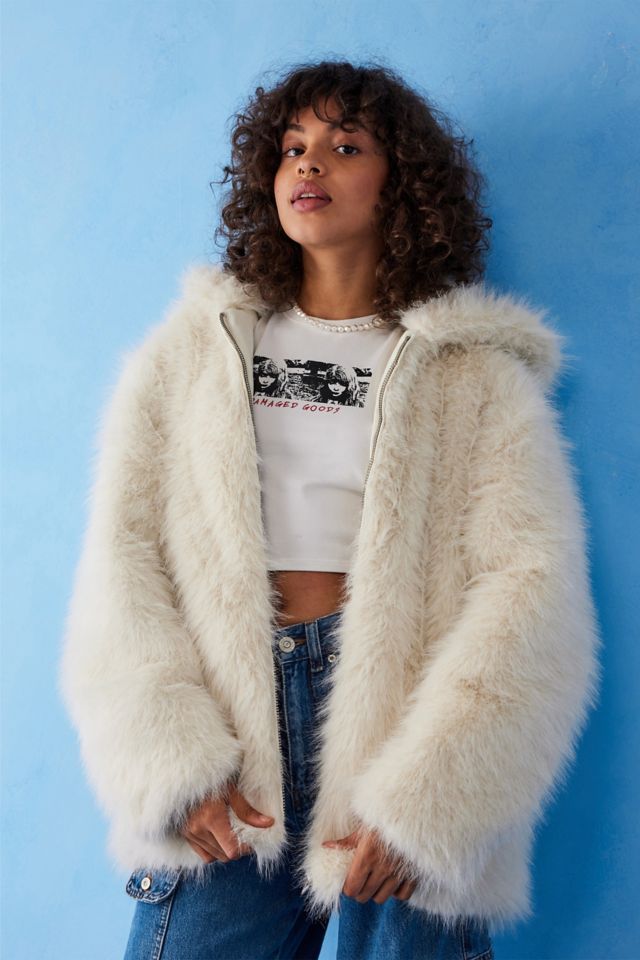 Urban outfitters outlet faux fur hoodie