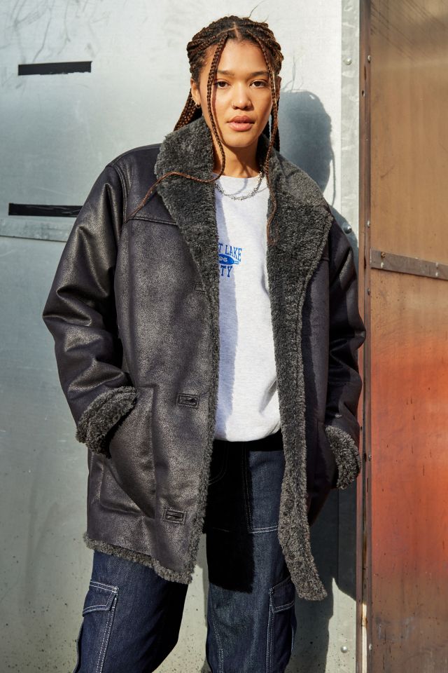 Faux shearling lined soft parka sale