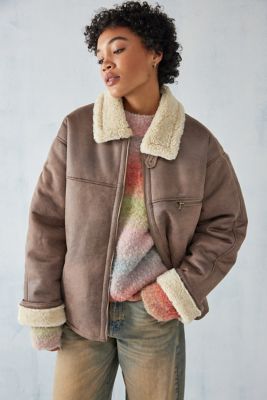 Urban Bliss Cream Teddy Borg Short Coat in Natural