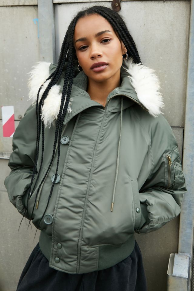 Cropped on sale parka coat