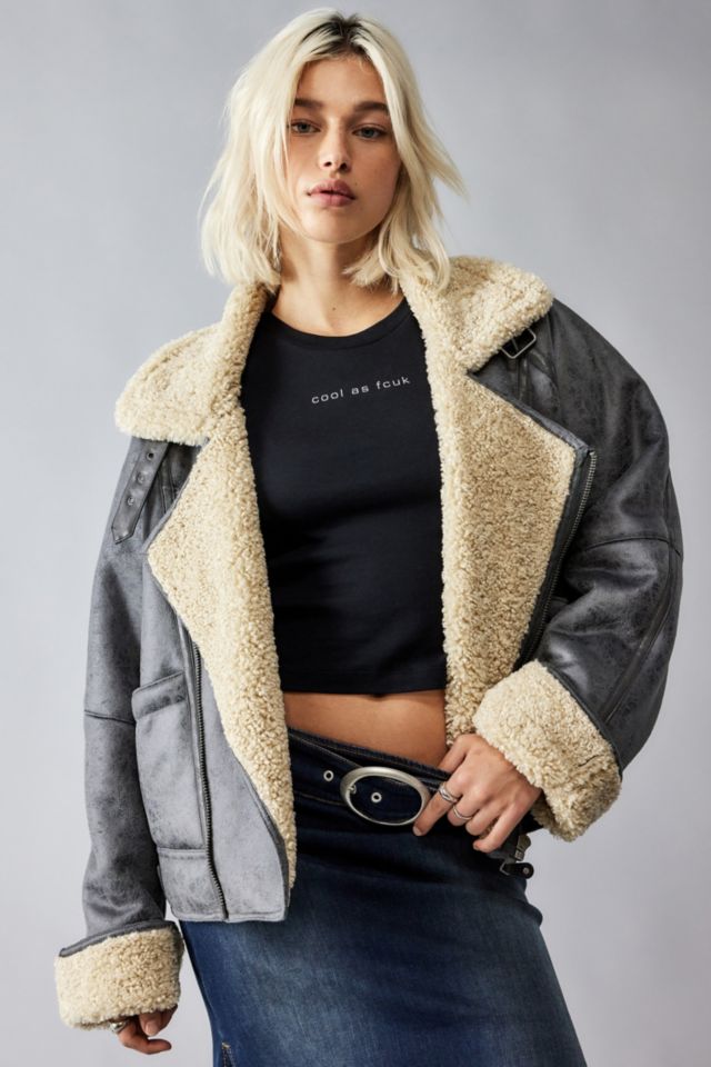 BDG Ella Cropped Aviator Coat | Urban Outfitters UK