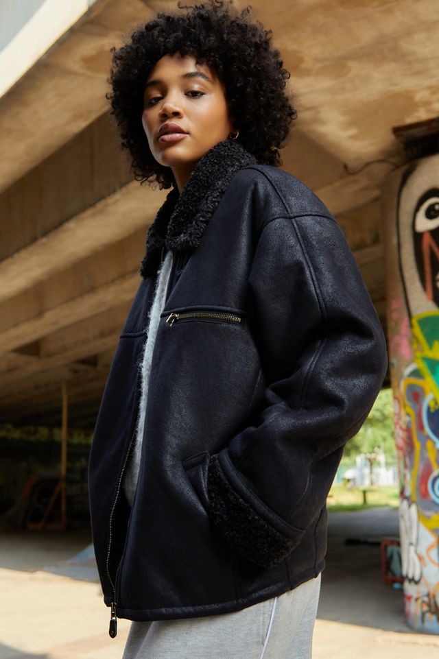 BDG Borg Zip-Through Aviator Jacket #2