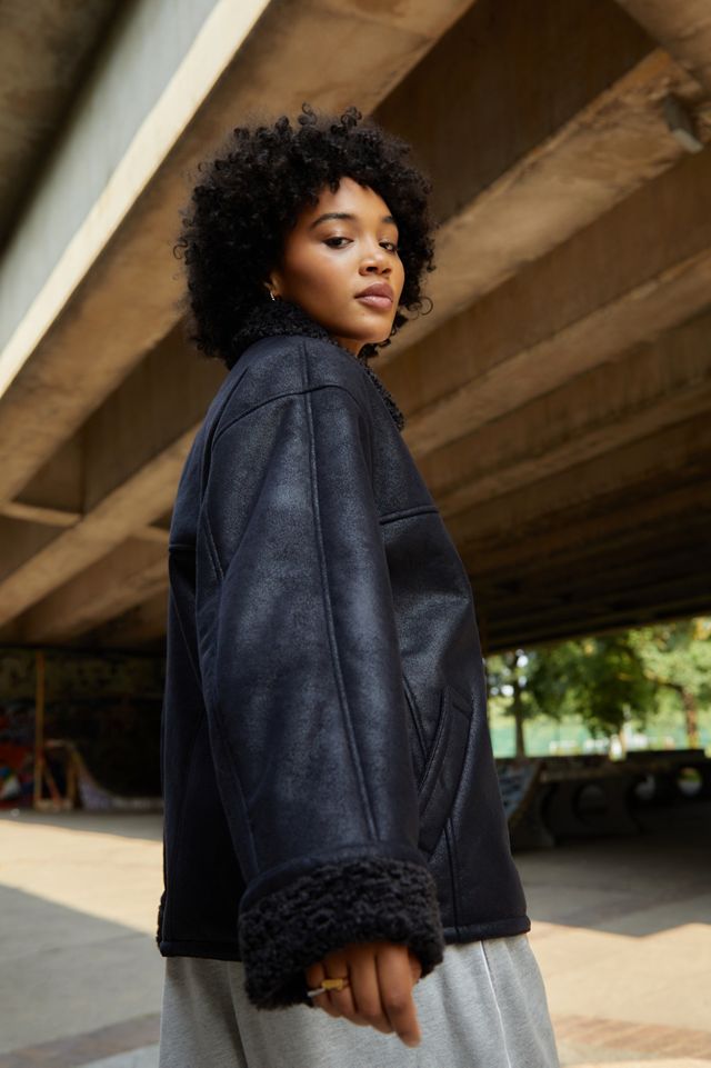 BDG Borg Zip-Through Aviator Jacket #4