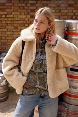 Kimchi Blue Kiki Borg Coat Jacket - Cream L at Urban Outfitters