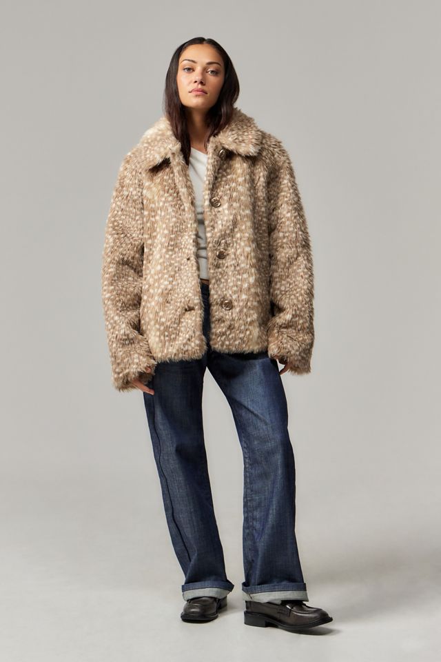 Silence + Noise Deer Faux Fur Coat