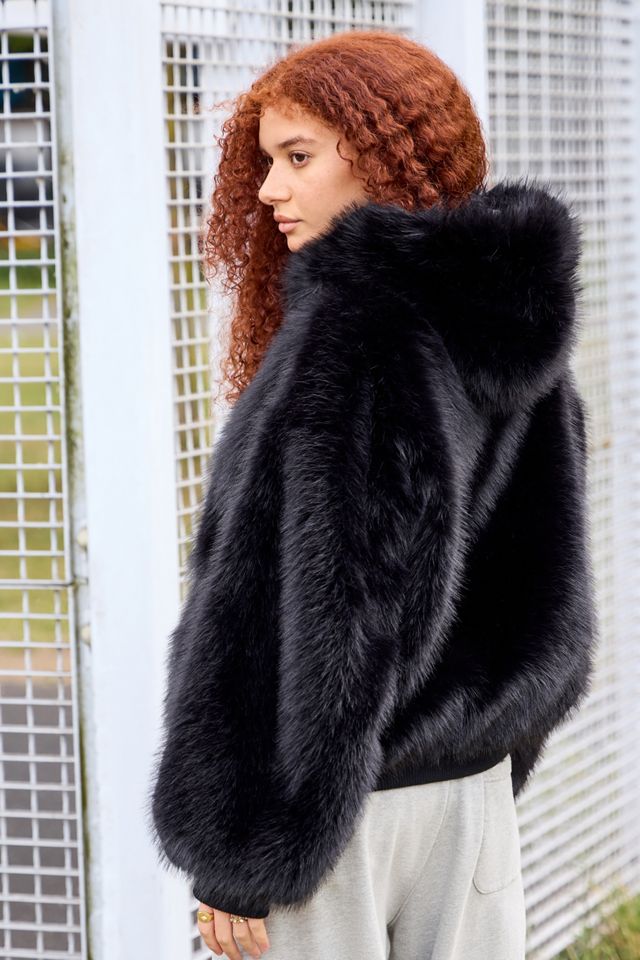 iets frans... Reversible Faux Fur Bomber Jacket #4