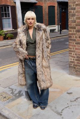 Silence + Noise Tipped Faux Fur Maxi Coat