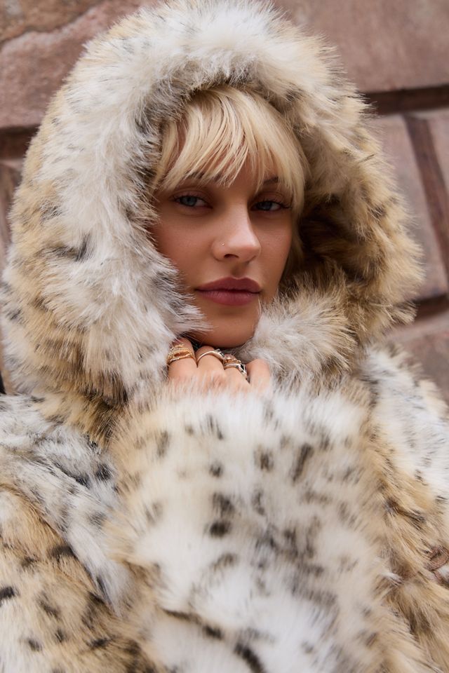 Abrigo Maxi de Piel Sintética Estampada UO