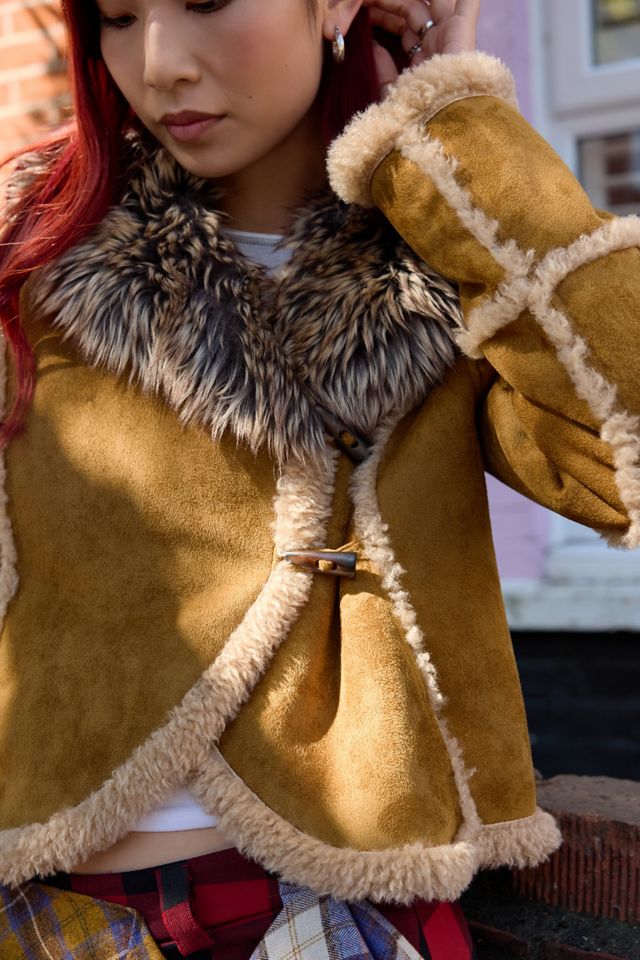 UO Ashleigh Asymmetric Faux Fur Trim Jacket #2
