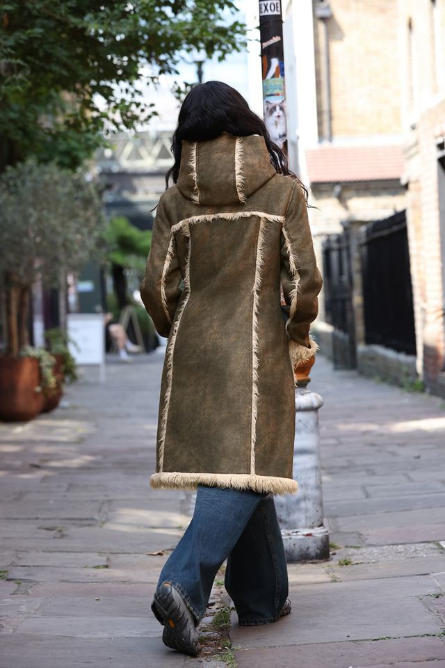 Manteau midi à capuche UO Alyssa avec bordure en fourrure #3