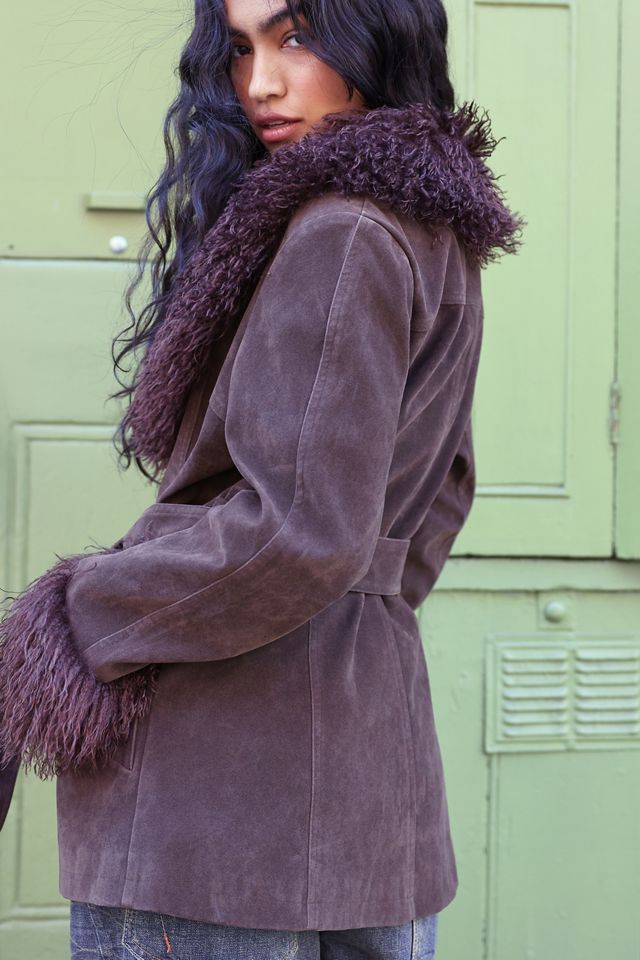 Kimchi Blue Anita Wildleder-Jacke mit Pelzbesatz #2