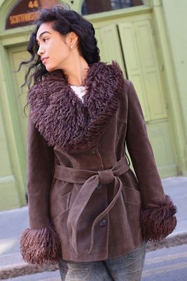 Kimchi Blue Anita Suede Fur Trim Jacket