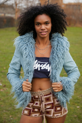 blue fuzzy jacket urban outfitters