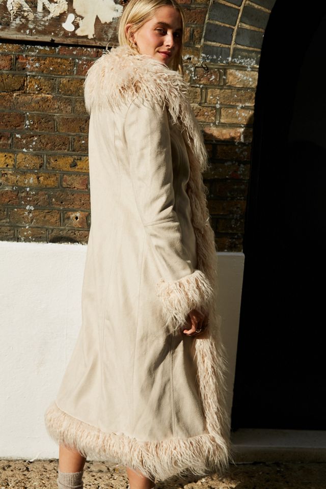 UO Longline Faux Shearling Trim Coat #3