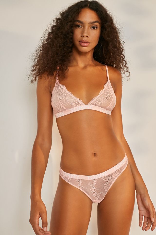 Tommy Hilfiger Pink Lace Triangle Bralette - pink M at Urban