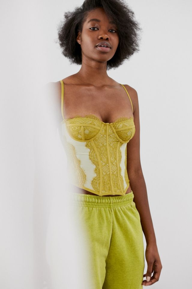 Out From Under Modern Love Lace Corset In Olive Green At Urban Outfitters